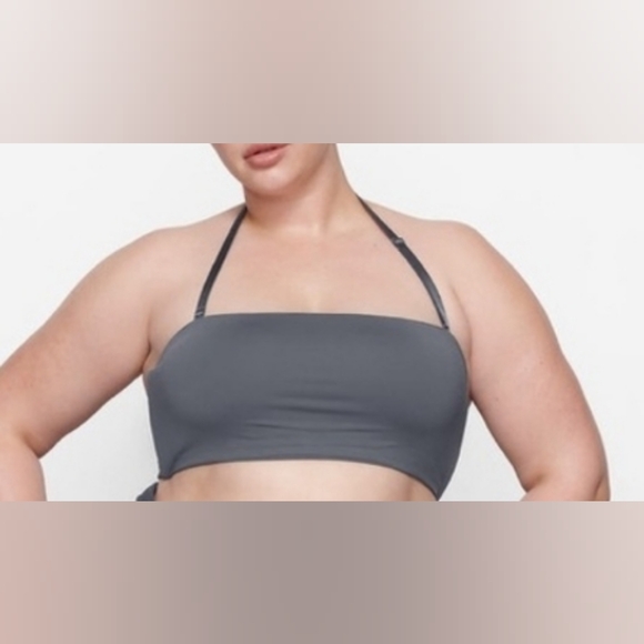 ❤NWT SKIMS 2 Piece Swim Bandeau Top Sculpting Foldover Bikini Bottom GUNMETAL 3X - Picture 2 of 13